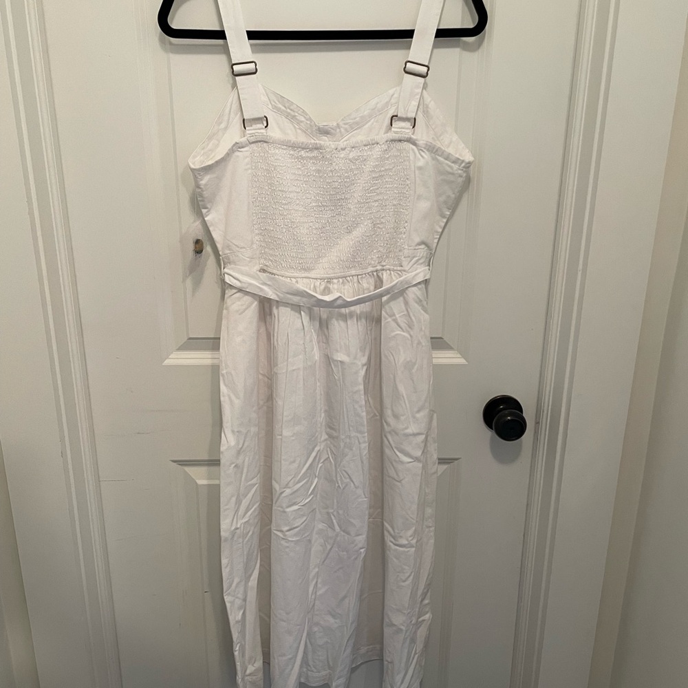 Time And Tru White Button Down Belted Summer Dress Sz L (12-14) - Picture 5 of 8